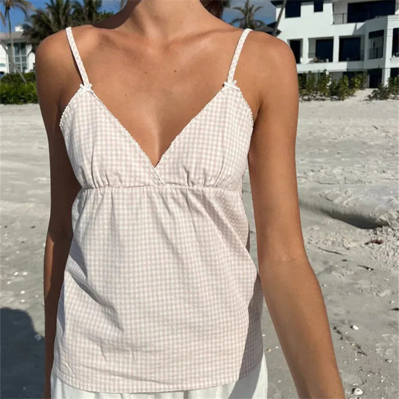 Women's gingham peplum top, lightweight cotton, perfect for summer outings