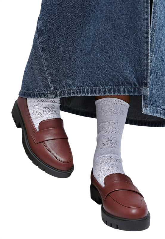 Peridot Faux Leather Chunky Loafers