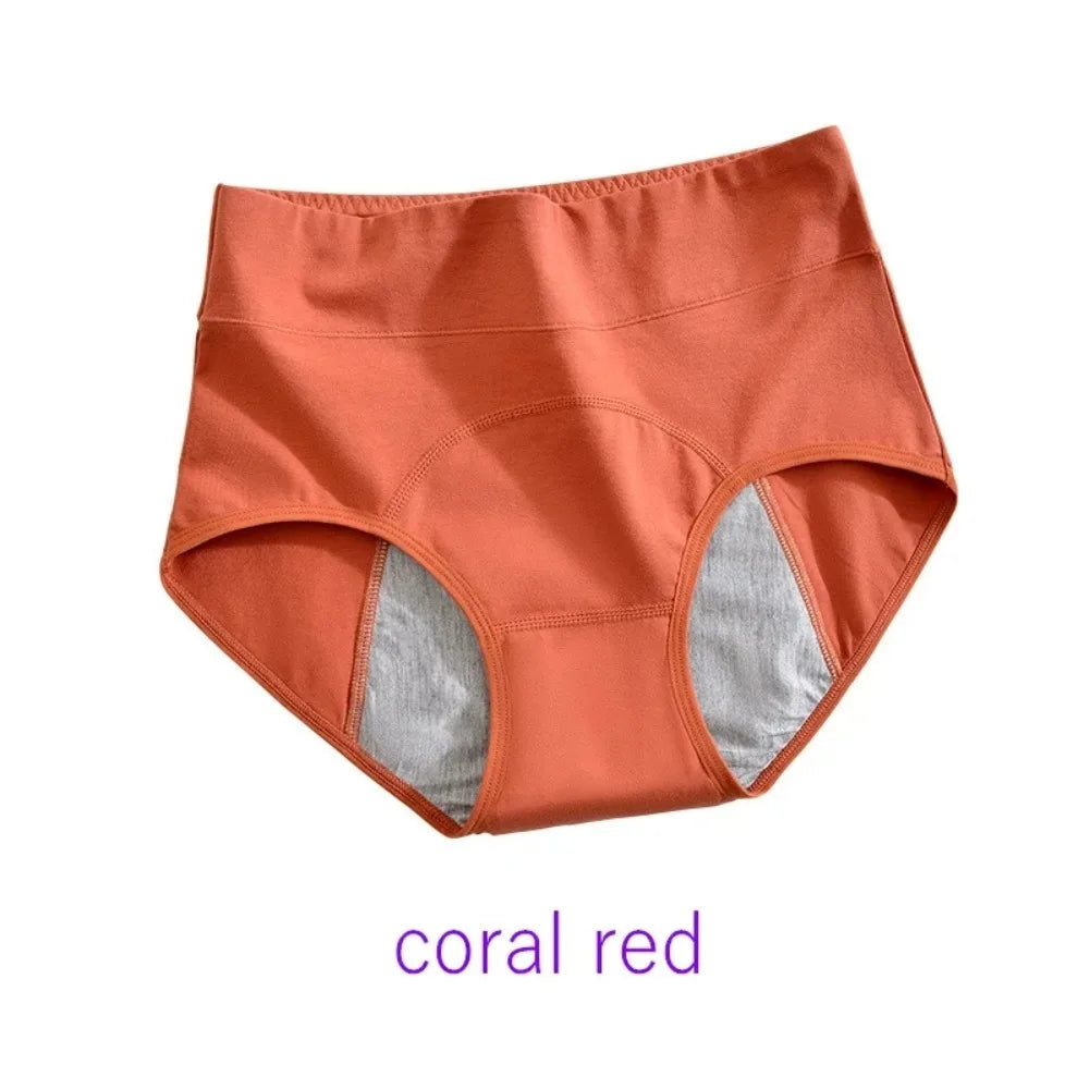 Women's coral red period on underwear, soft and breathable material