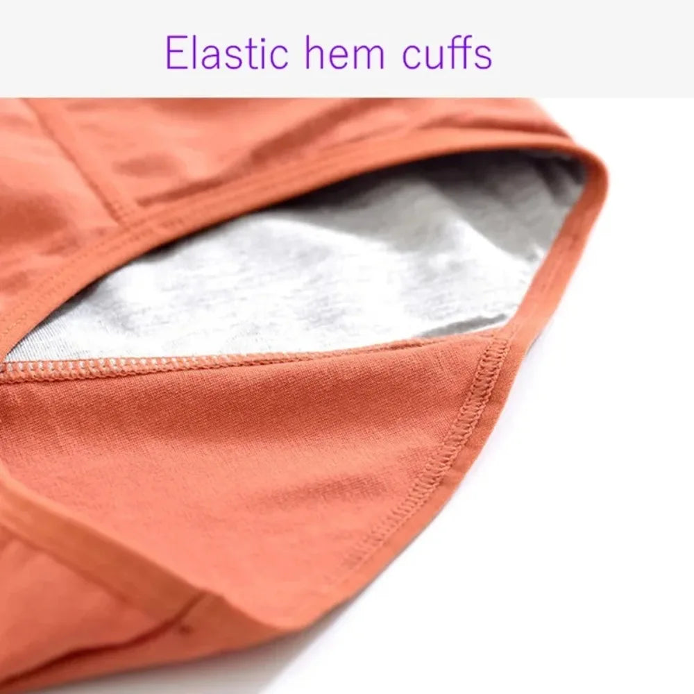 Women's cotton period on underwear with elastic hem cuffs in terracotta