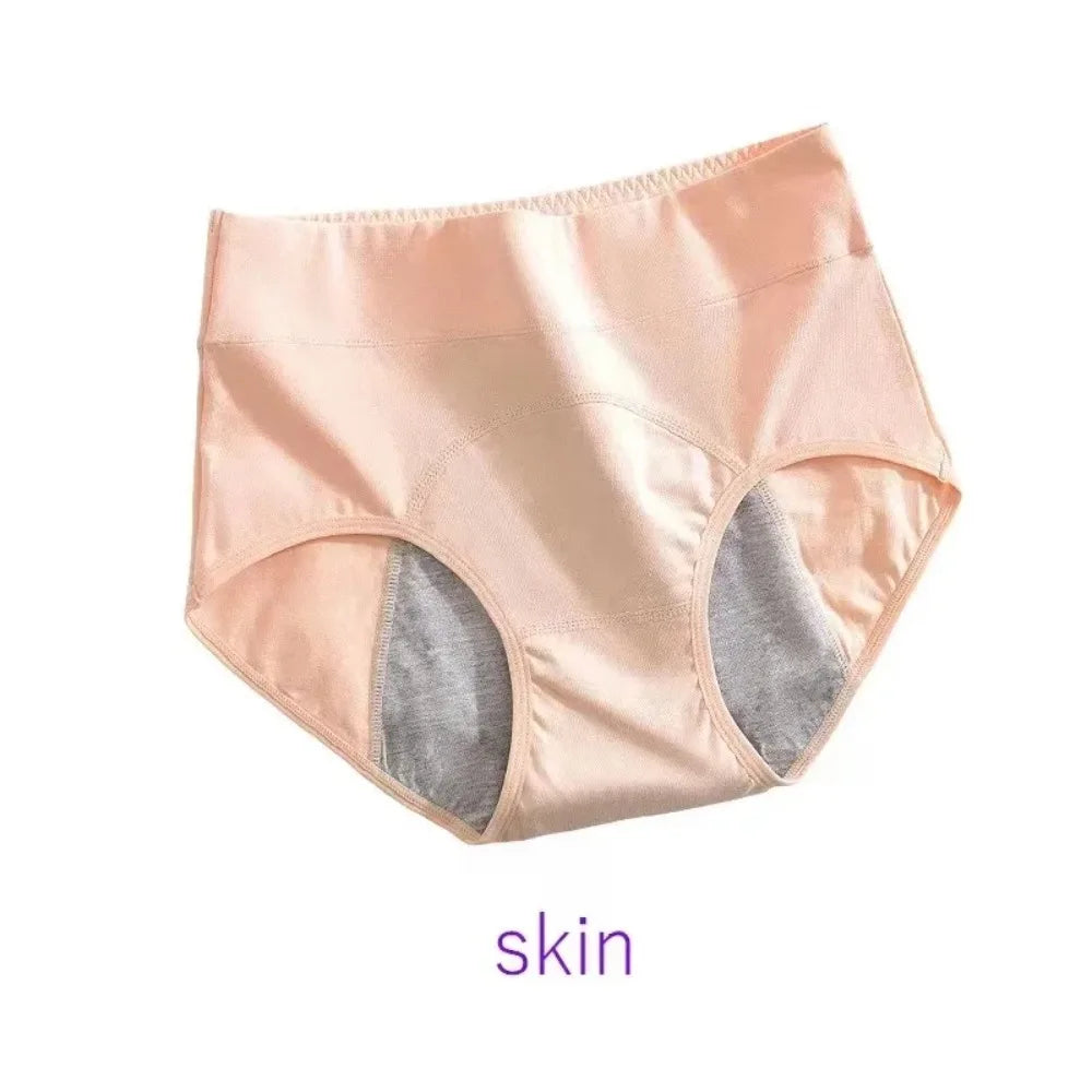 Skin colored women's undergarments with period on underwear feature
