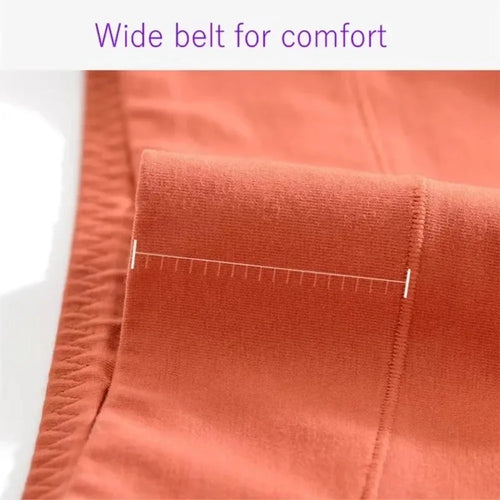 Women's orange period on underwear with wide belt for comfort