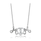 Personalized mom pendant necklace with sparkling heart design in silver, ideal gift for mothers
