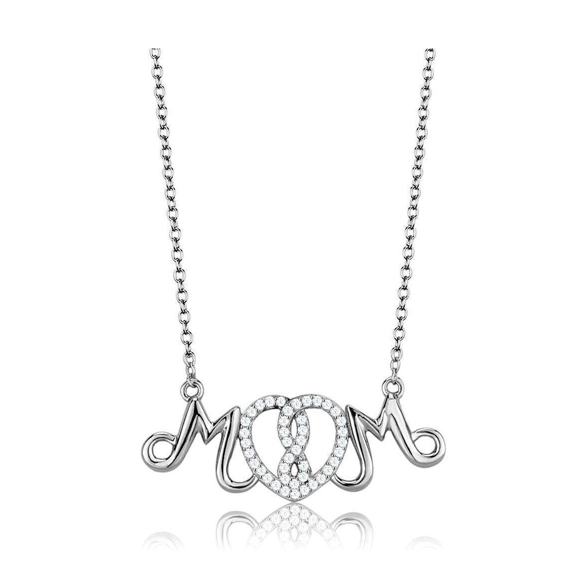 Personalized mom pendant necklace with sparkling heart design in silver, ideal gift for mothers