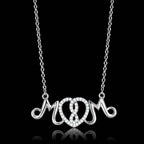 Personalized mom pendant necklace with a decorative heart design and sparkling accents