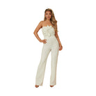 Elegant petal rhinestone jumpsuit with floral embellishment for stylish outings
