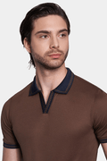 TheMercerized Cotton Open Polo (Chocolate)