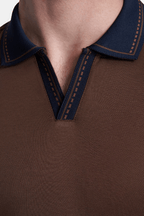 TheMercerized Cotton Open Polo (Chocolate)