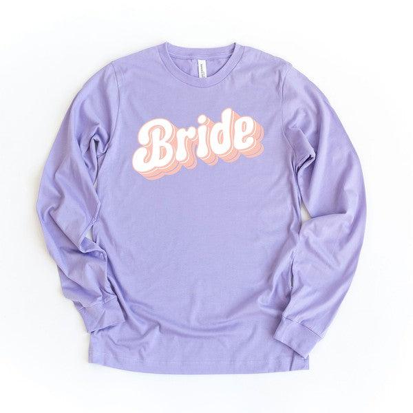 Women's Shirts Pink Bride Long Sleeve Graphic Tee