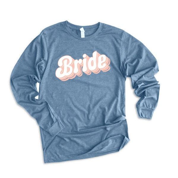 Women's Shirts Pink Bride Long Sleeve Graphic Tee