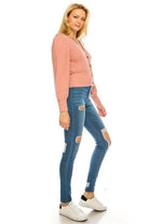 Andante USA pink cardigan for women featuring a cozy fit and stylish button details