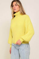 Lumiere Women's Yellow Sweater with Turtleneck and Cozy Fit for Fall Wear