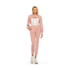 Pink crop top and bottom set by Andante USA featuring a stylish hoodie and matching joggers