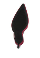 Sleek bottom view of pink embellished strap heels from Rag Company showing pointed toe design