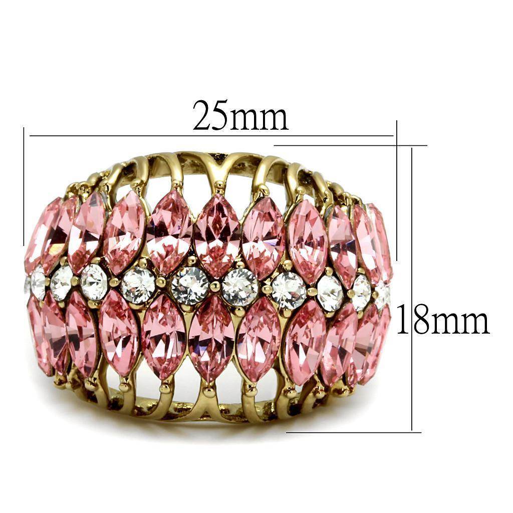 Elegant pink gemstone fashion ring with multiple marquise-cut stones and sparkling accents