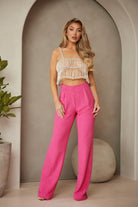 Stylish pink high rise trousers from VacationGrabs with a relaxed, flattering fit for casual outings