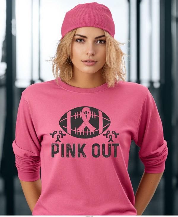 Women's Shirts Pink Out Football Long Sleeve Tee
