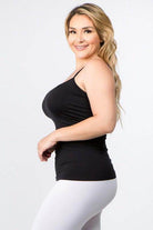 Black seamless tank top for women by Yelete, perfect for layering or casual wear