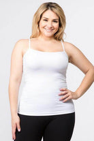 White Yelete women's seamless tank top designed for comfort and versatility