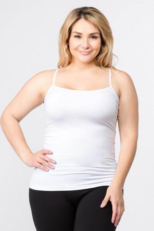 Yelete Women's White Tank Top with Adjustable Straps, perfect for layering under outfits