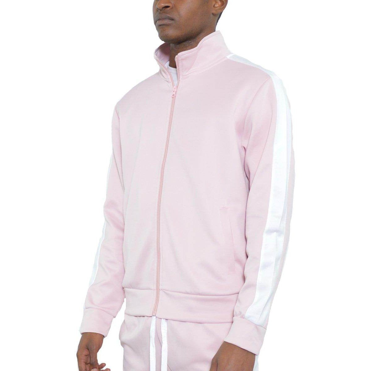 Pink Single Stripe Track Jacket - VacationGrabs