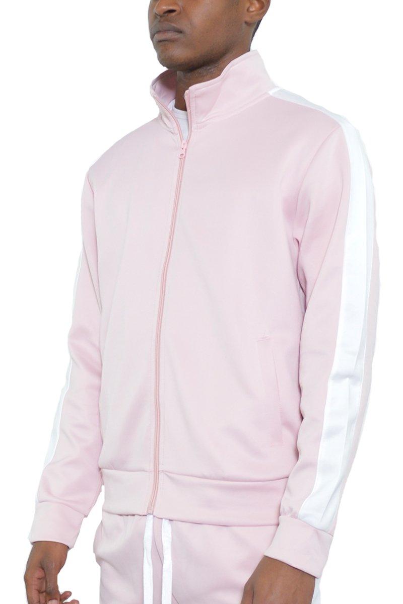 Men's Activewear Pink Single Stripe Track Jacket