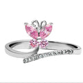 VacationGrabs pink stone dainty ring for women with butterfly design and sparkling accents