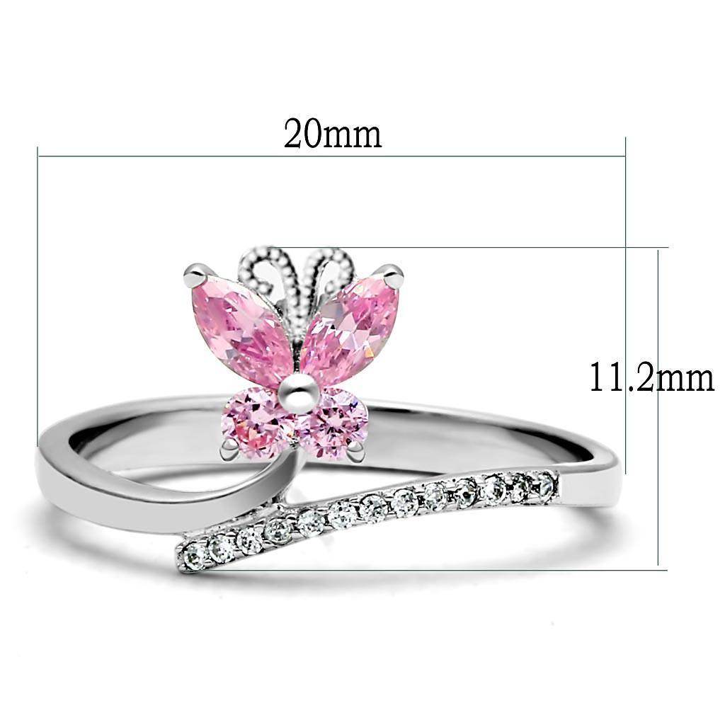 VacationGrabs pink stone dainty ring for women featuring a butterfly design and sparkling accents