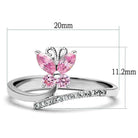 VacationGrabs pink stone dainty ring for women featuring a butterfly design and sparkling accents