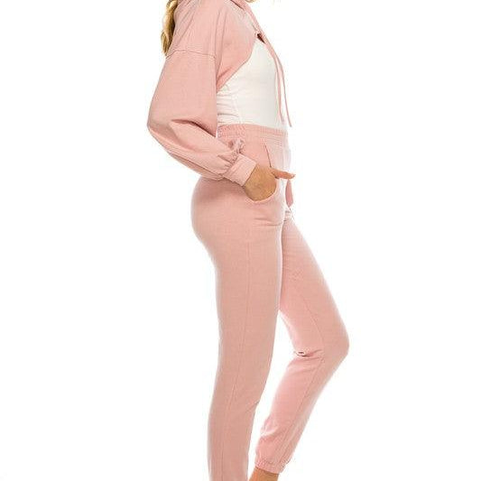 Women's Outfits & Sets Pink super crop top and bottom set