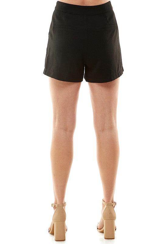 TCEC women's pintuck accent shorts in black, featuring a tailored fit and stylish back view