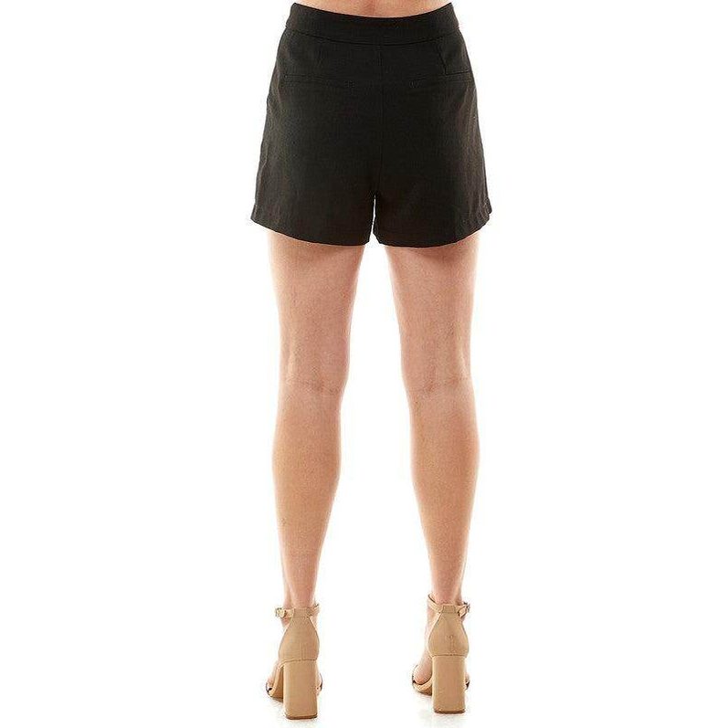 TCEC women's pintuck accent shorts in black, featuring a tailored fit and stylish back view