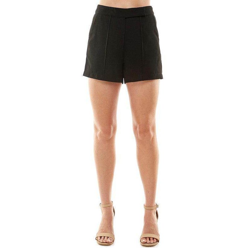 TCEC women's pintuck accent shorts in black, featuring stylish pleats and a flattering fit