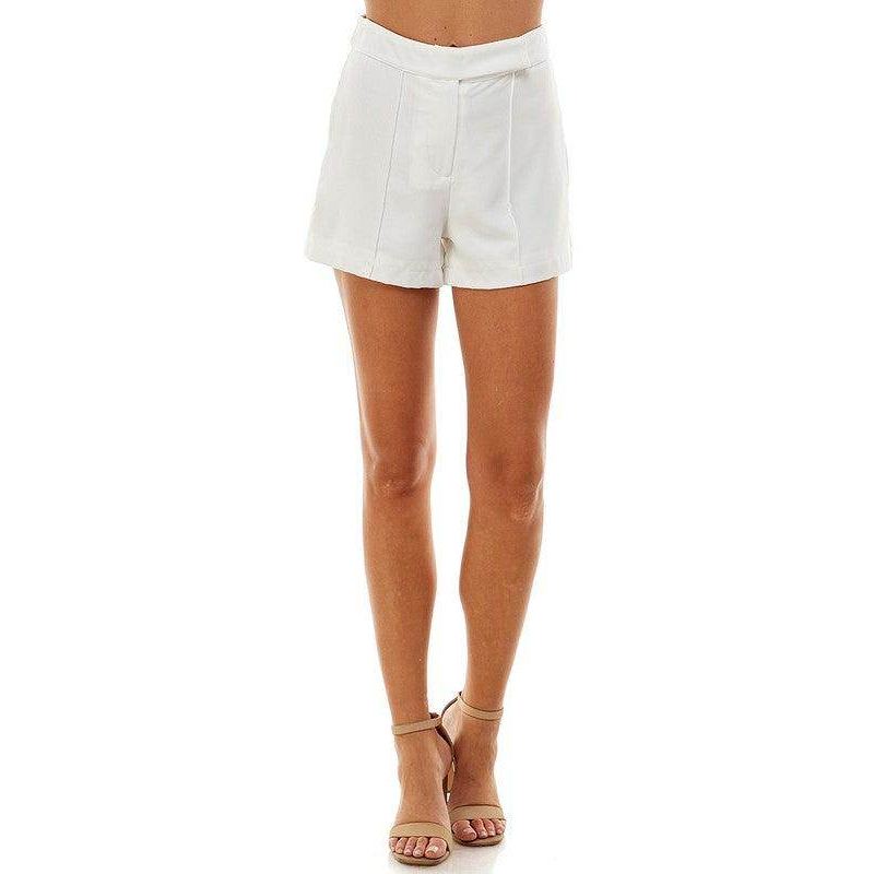 TCEC women's pintuck accent shorts in white with a tailored fit and stylish design