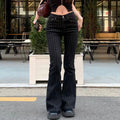 Women's black pinstripe bootcut jeans boots, stylish for casual outings