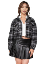 Women's Coats & Jackets Plaid Button-down Crop Jacket