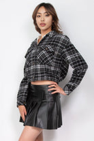 Women's Coats & Jackets Plaid Button-down Crop Jacket