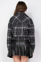 Women's Coats & Jackets Plaid Button-down Crop Jacket