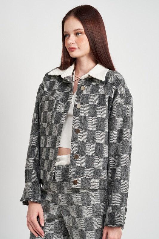Women's Coats & Jackets Plaid Contrasted Jacket