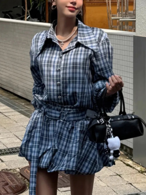 Women's plaid matching set, casual wear for stylish outings