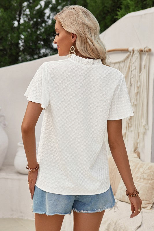 Women's white plaid shirt, lightweight fabric, casual wear