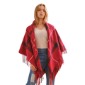 Plaid Square Fringe Shawl Scarf