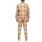 Men's 2PC Track Sets featuring a plaid track jacket and pants in stylish beige design