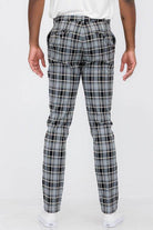 Back view of WEIV men's plaid trouser pants featuring a stylish plaid pattern and tailored fit