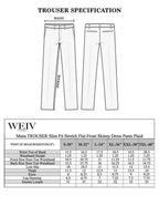 WEIV Men's Slim Fit Stretch Plaid Trouser Pants with Flat-Front Design and Comfortable Fit