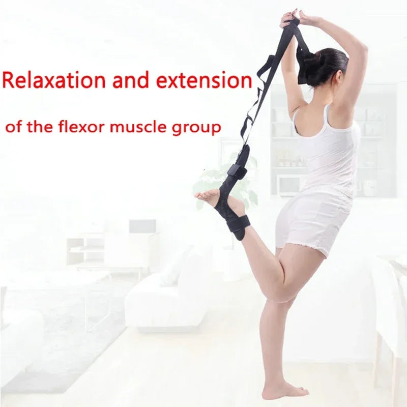 Black plantar fasciitis foot stretcher for muscle relaxation and extension