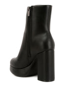 Rag Company black platform ankle boots for women with a stylish chunky heel and zipper closure