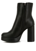 Rag Company black platform ankle boots for women with a sleek design and high heel