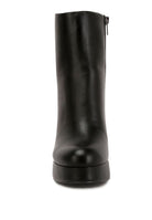 Stylish black platform ankle boots for women with a sleek design and zipper closure