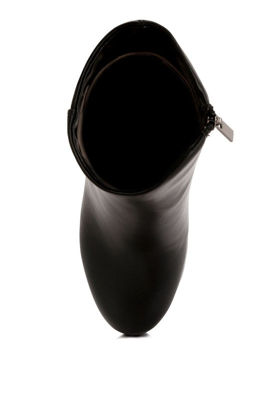 Rag Company sleek black platform ankle boots for women with a stylish zip closure